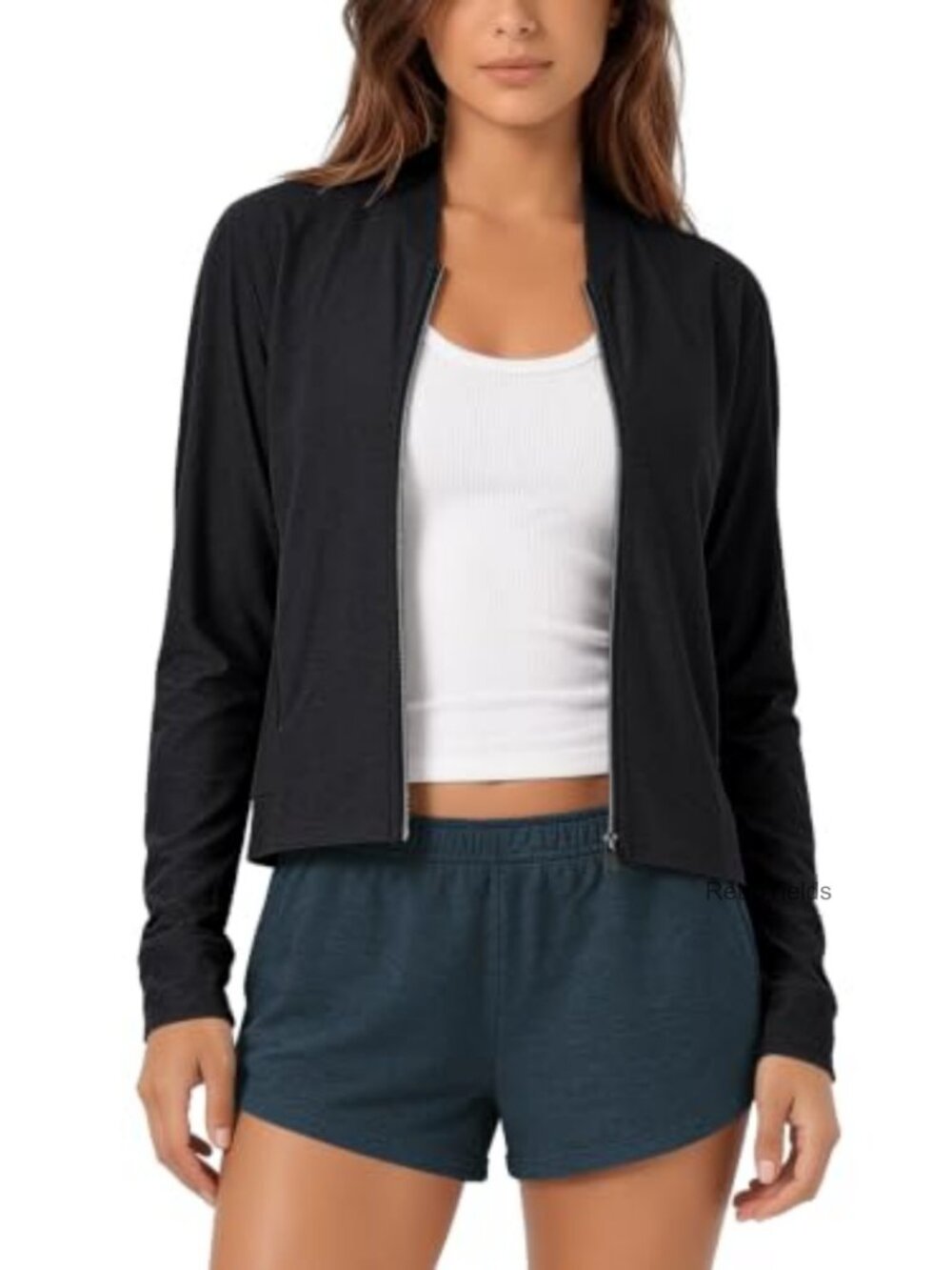 Ultra Soft Full Zip Track Jacket UPF 50+ Stand Collar Athletic Top Pockets